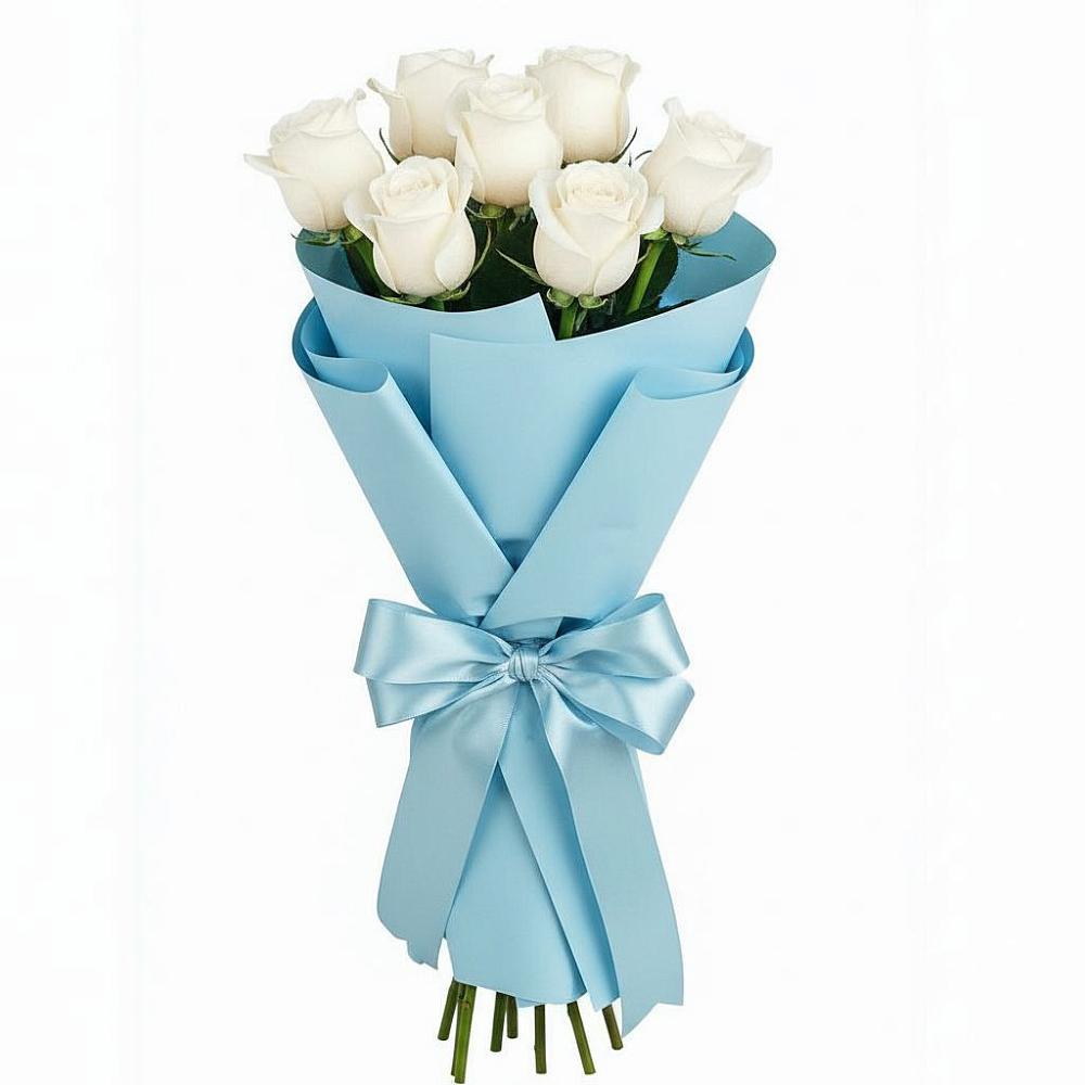 Букет 7 белых роз Проуд в Азнакаево