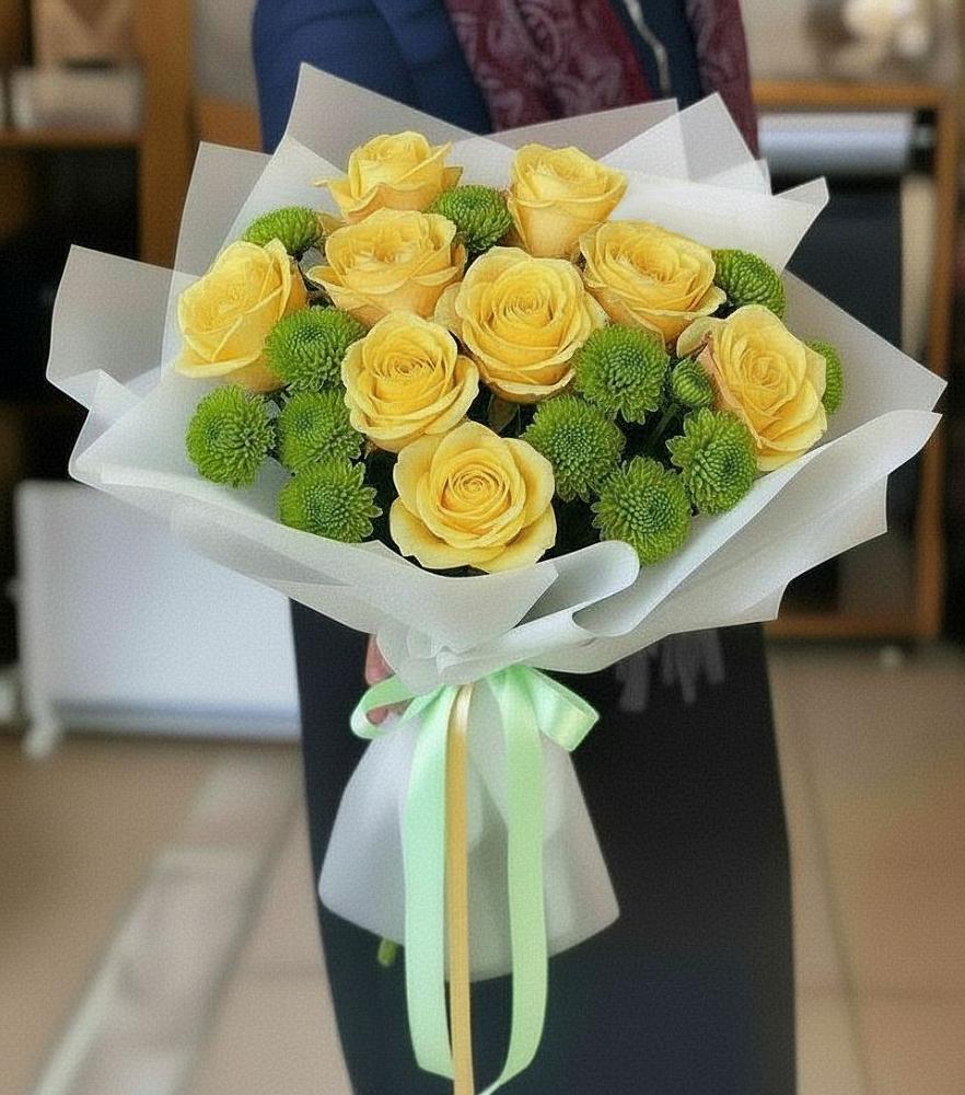Букет цветов из: Хризантемы и Розы в Азнакаево