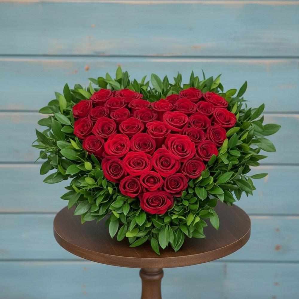 Цветочная композиция из Розы в виде сердца в Азнакаево