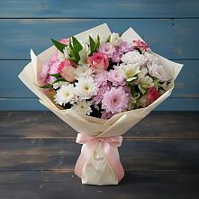 Букет цветов из:  Хризантемы, Альстромерии и Розы в Азнакаево