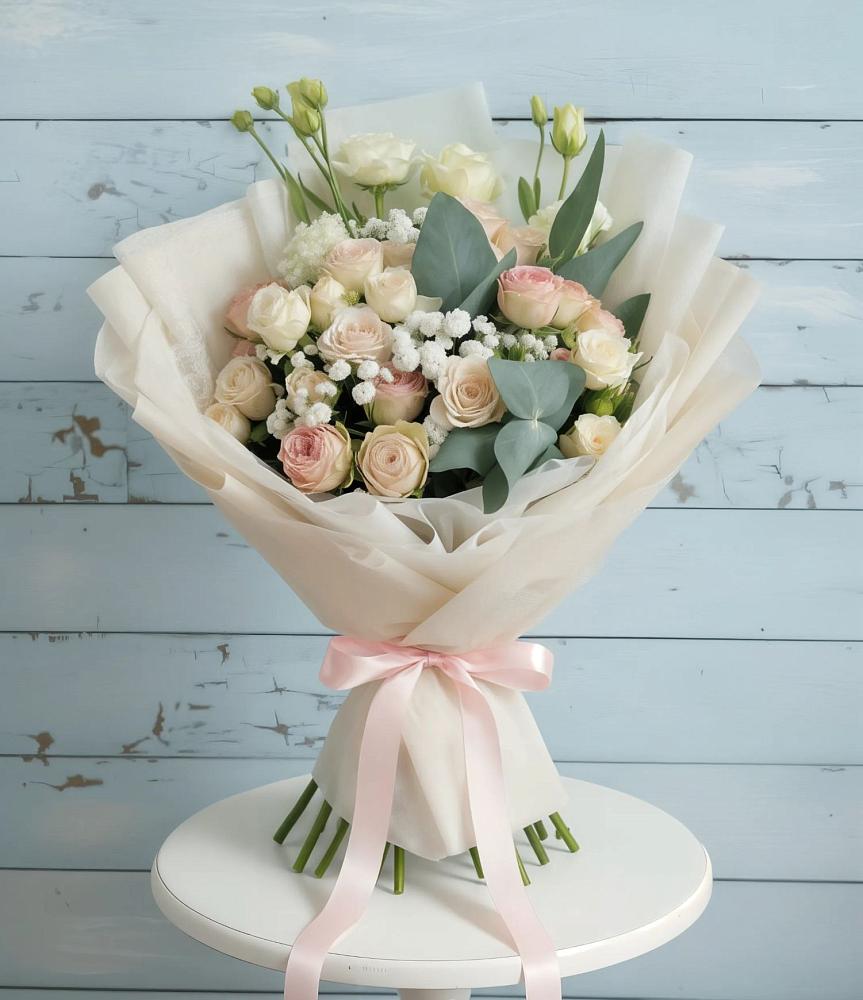 Букет цветов из: Розы и Лизиантусы в Азнакаево