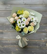Букет цветов из:  Альстромерии, Розы и Хризантемы в Азнакаево