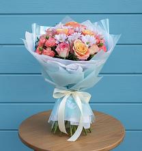 Букет цветов из:  Хризантемы и Розы в Азнакаево